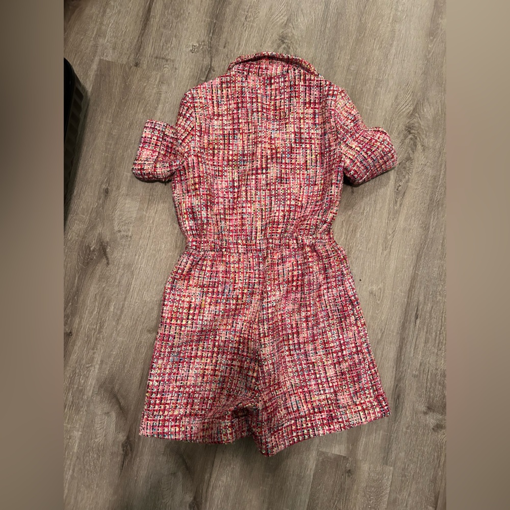 Pink Multicolor Tweed Romper - Picture 3 of 3